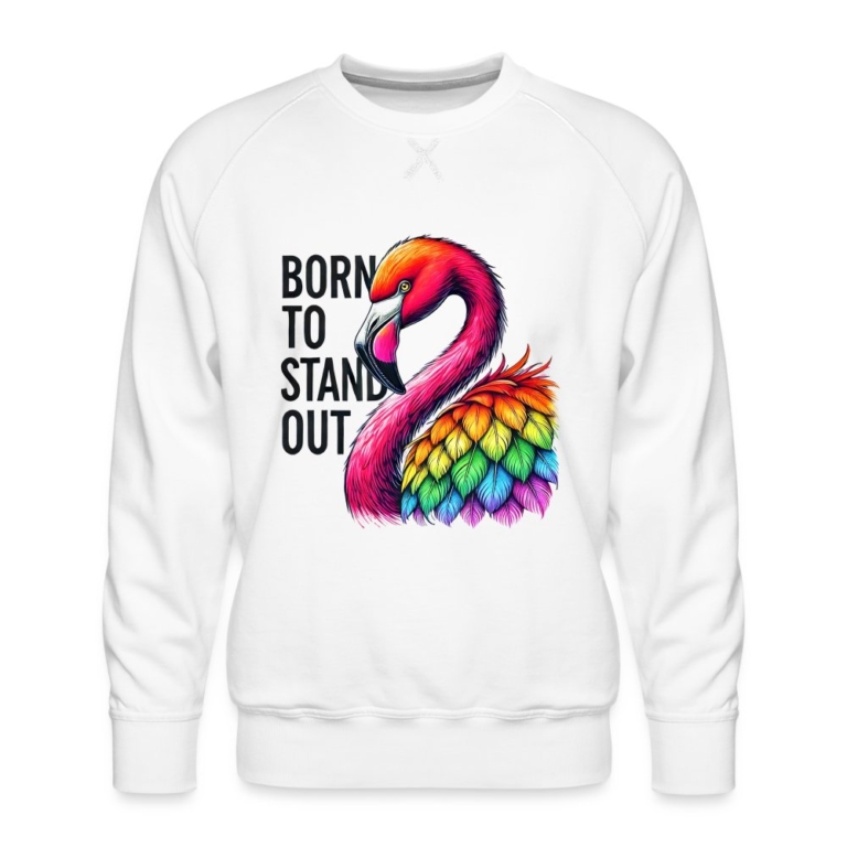 flamingo-in-pride-farben-maenner-premium-pullover-weiss