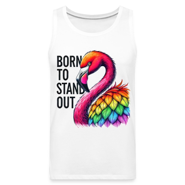 flamingo-in-pride-farben-maenner-premium-tank-top-weiss