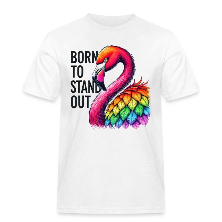 flamingo-in-pride-farben-maenner-workwear-t-shirt-weiss