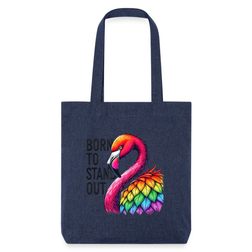 Flamingo in Pride Farben - Stanley/Stella recycelter Heavyweight Stoffbeutel melange Blue