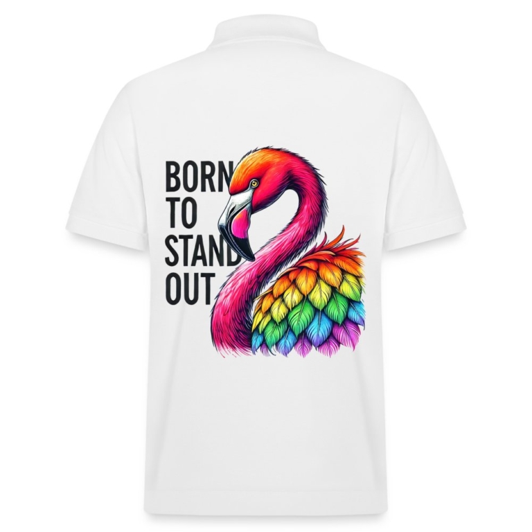 flamingo-in-pride-farben-stanleystella-unisex-bio-poloshirt-prepster-weiss