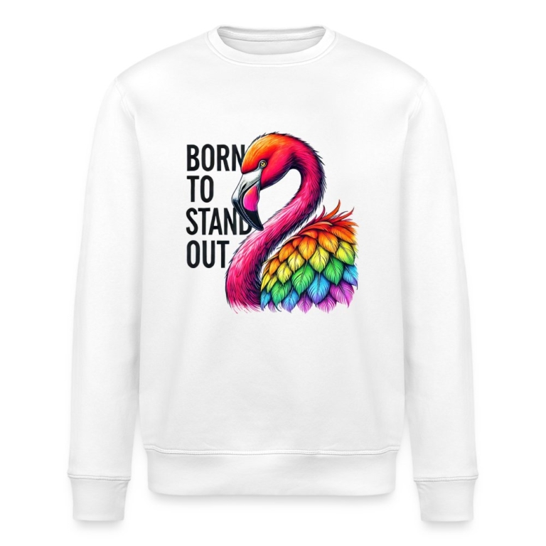 flamingo-in-pride-farben-stanleystella-unisex-bio-sweatshirt-roller-weiss