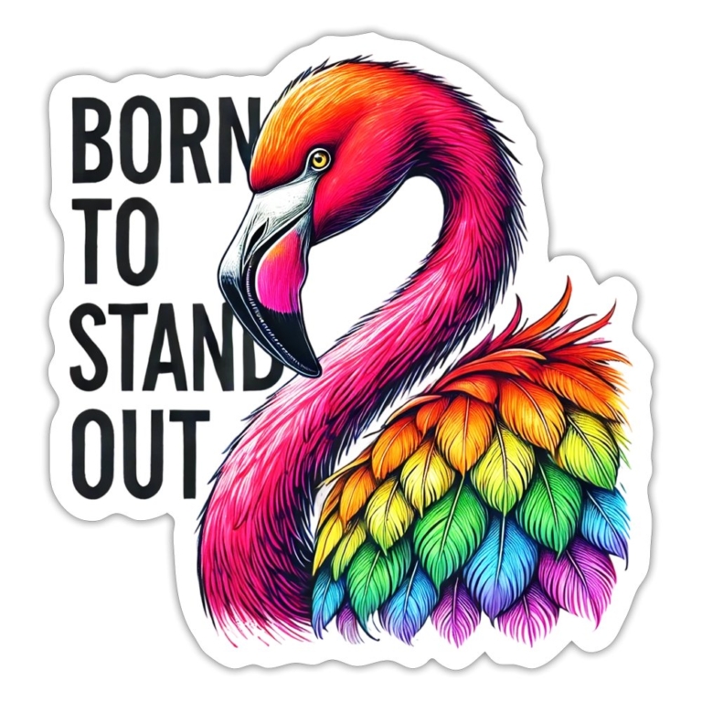 flamingo-in-pride-farben-sticker-mattweiss