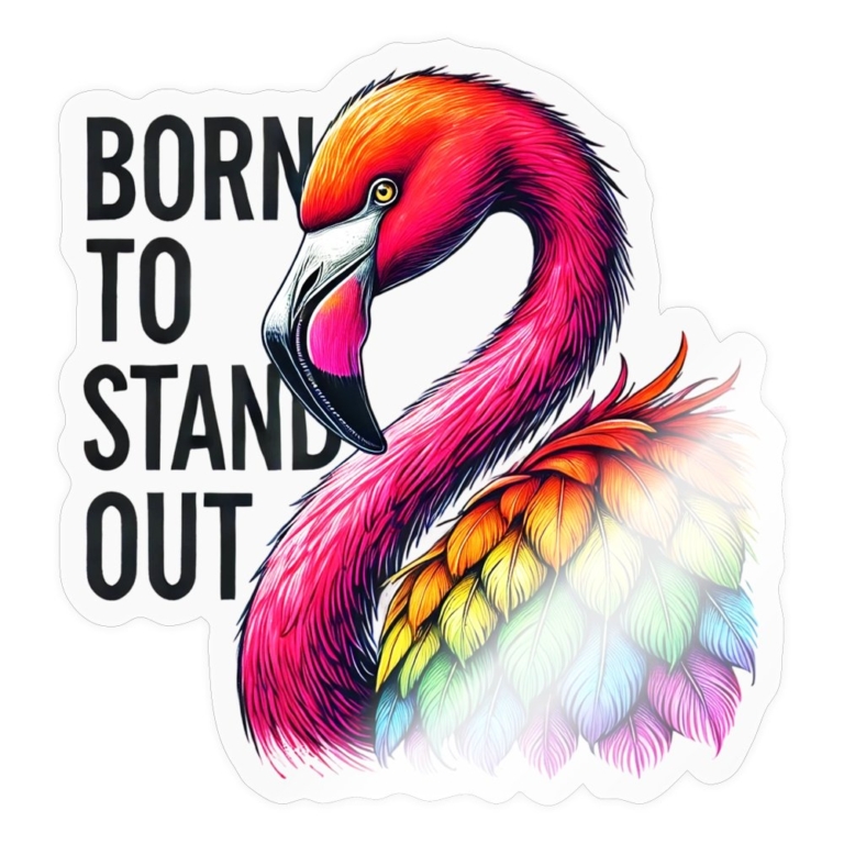 flamingo-in-pride-farben-sticker-transparent-glaenzend