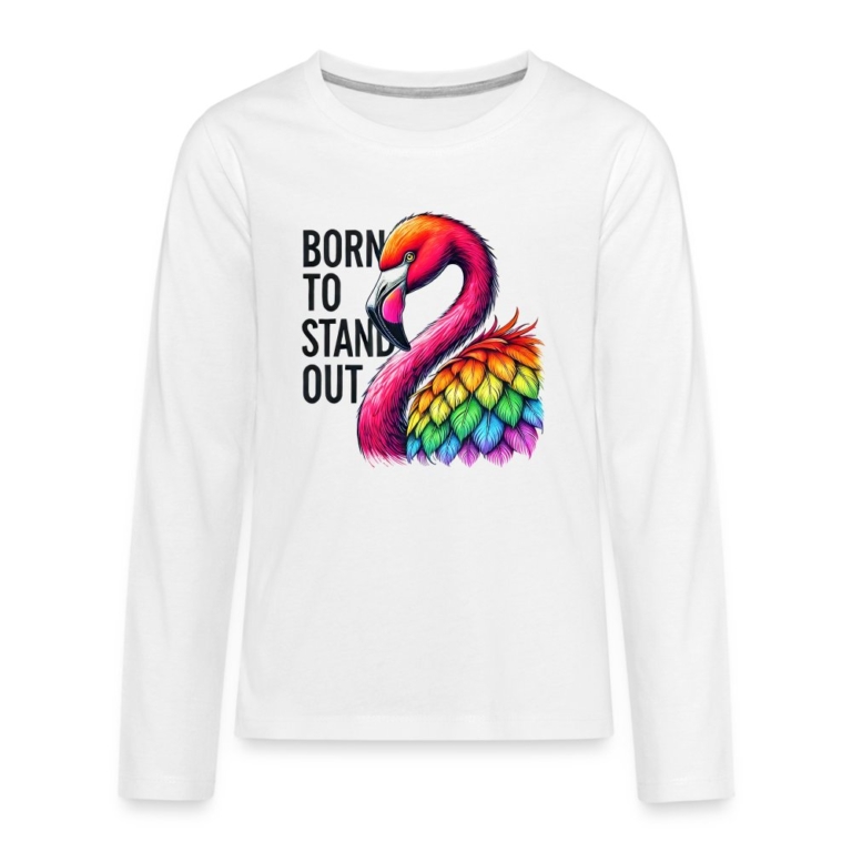 flamingo-in-pride-farben-teenager-premium-langarmshirt-weiss