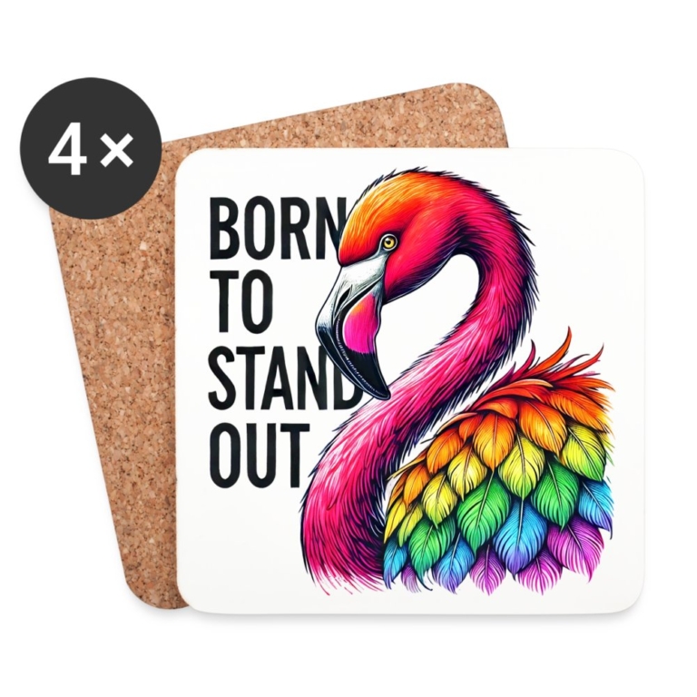 flamingo-in-pride-farben-untersetzer-4er-set-weiss