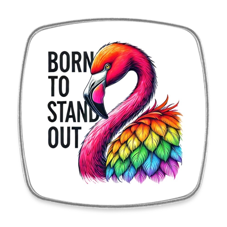 flamingo-in-pride-farben-viereckiger-kuehlschrankmagnet-weiss