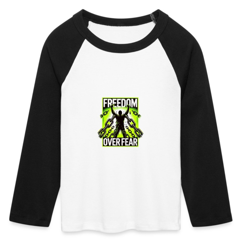 freedom-over-fear-cropped-frauen-baby-tee-mit-34-aermel-weiss-schwarz