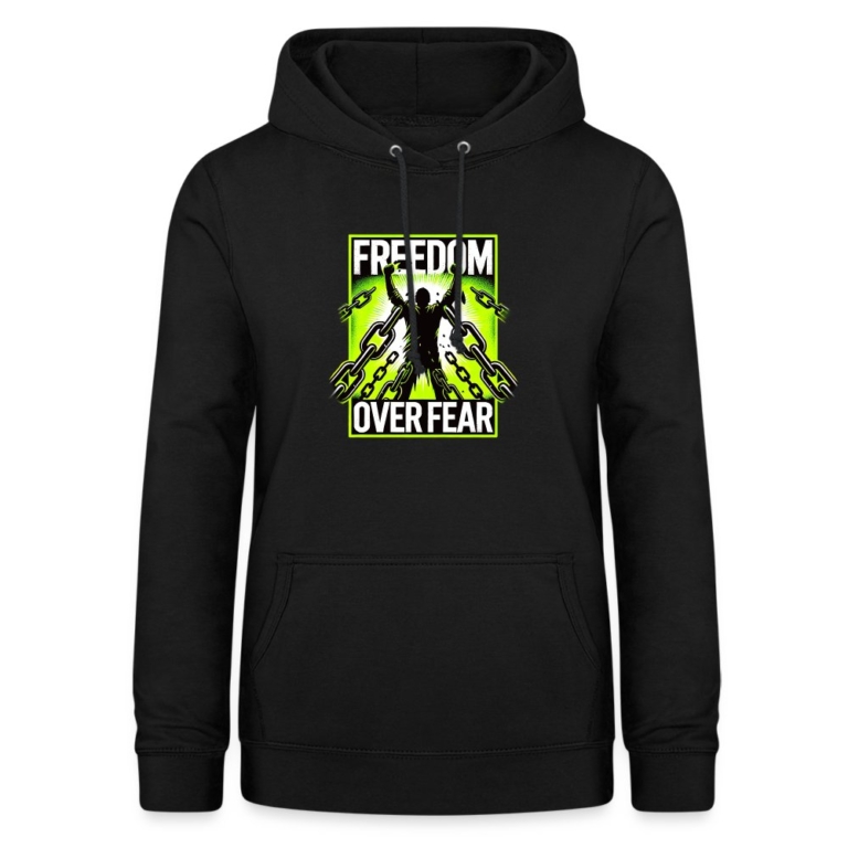 freedom-over-fear-frauen-hoodie-schwarz