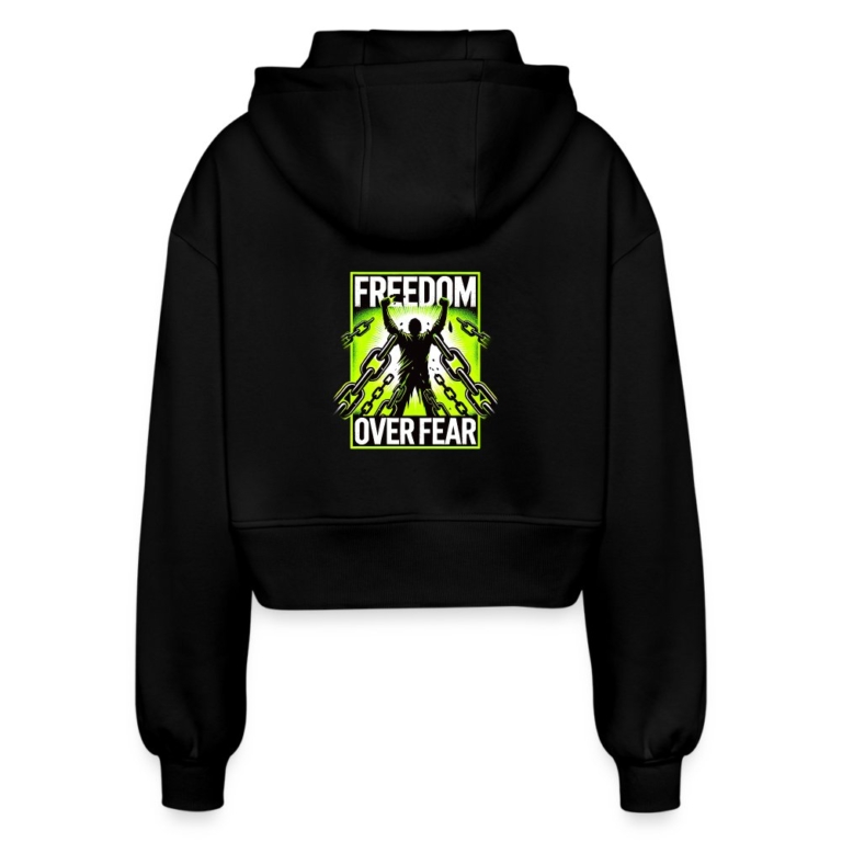 freedom-over-fear-frauen-oversized-cropped-kapuzenjacke-schwarz