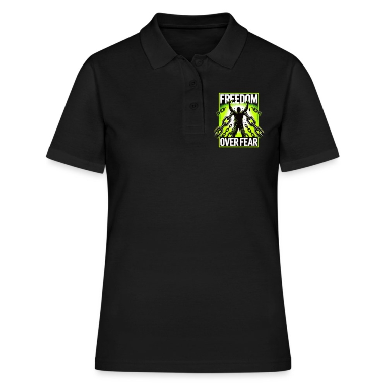 freedom-over-fear-frauen-polo-shirt-schwarz