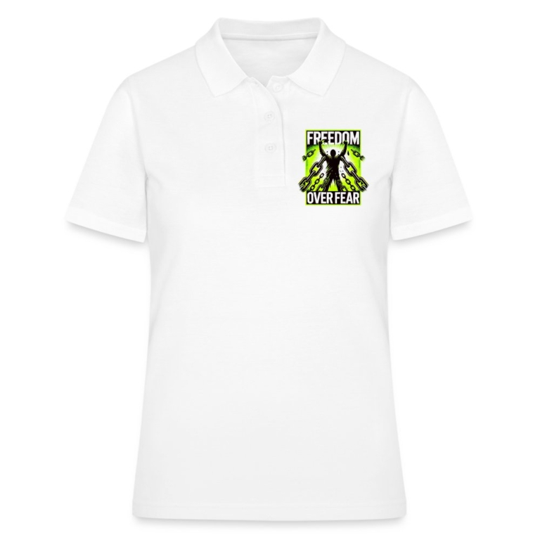 freedom-over-fear-frauen-polo-shirt-weiss