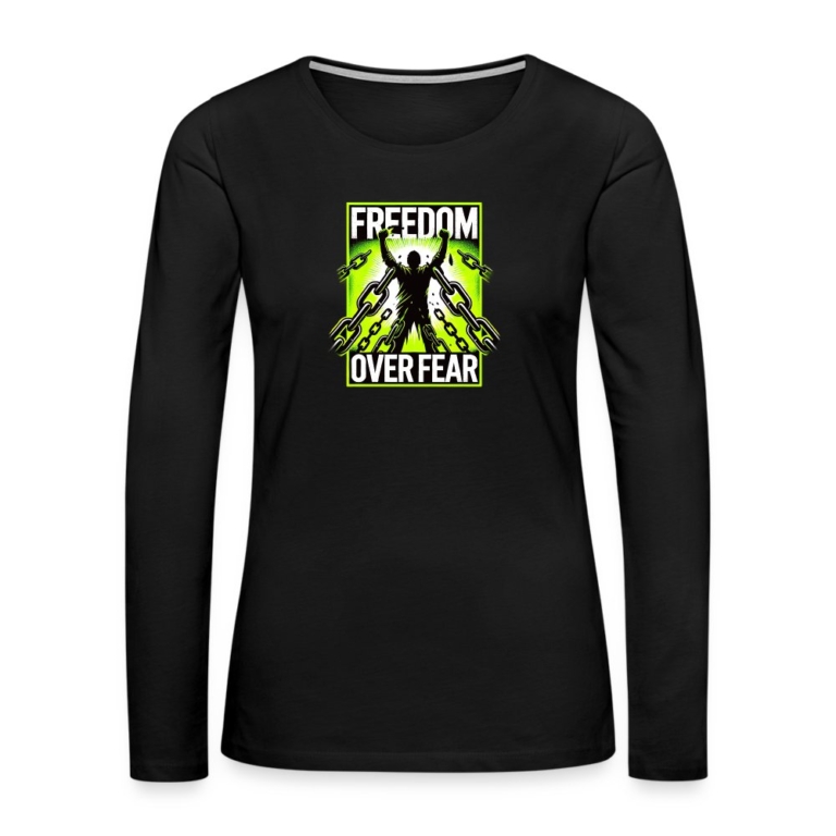 freedom-over-fear-frauen-premium-langarmshirt-schwarz