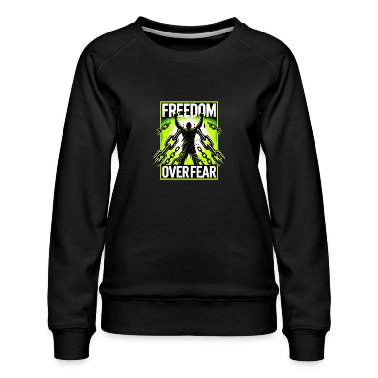 freedom-over-fear-frauen-premium-pullover-schwarz