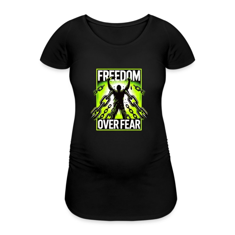 freedom-over-fear-frauen-schwangerschafts-t-shirt-schwarz