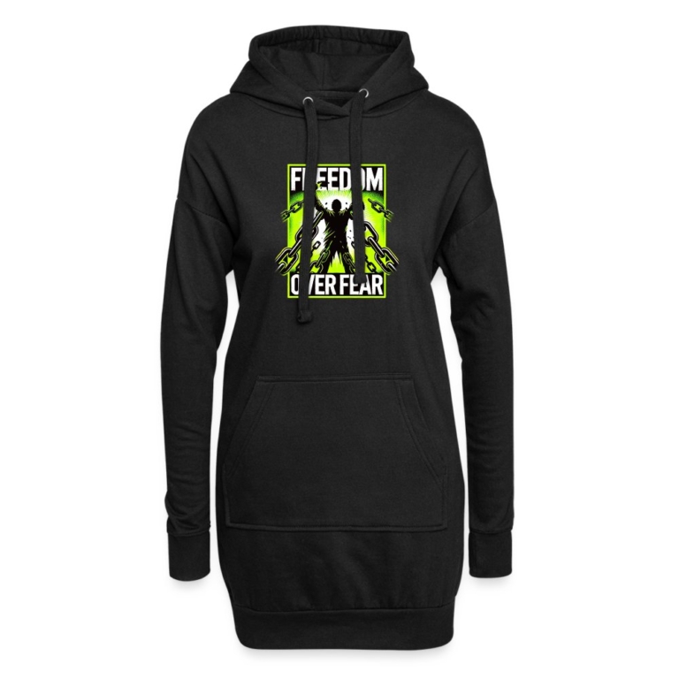 freedom-over-fear-hoodie-kleid-schwarz