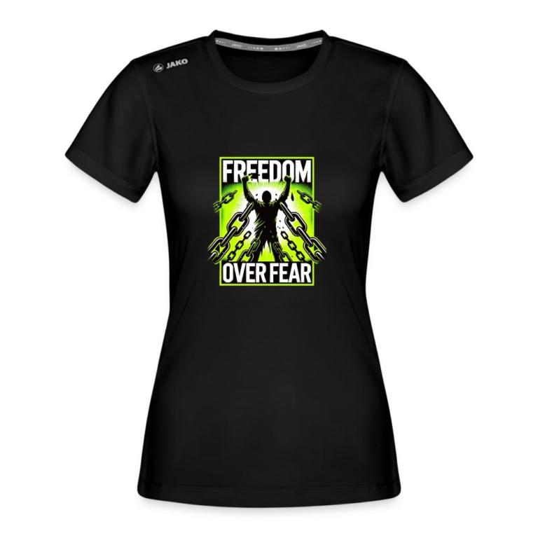 freedom-over-fear-jako-frauen-t-shirt-run-20-schwarz