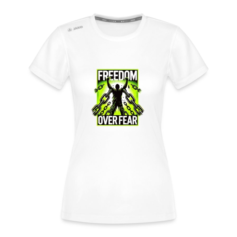 freedom-over-fear-jako-frauen-t-shirt-run-20-weiss