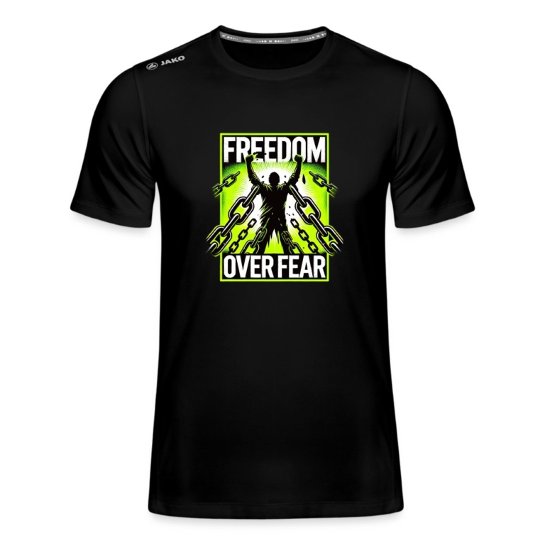 freedom-over-fear-jako-maenner-t-shirt-run-20-schwarz