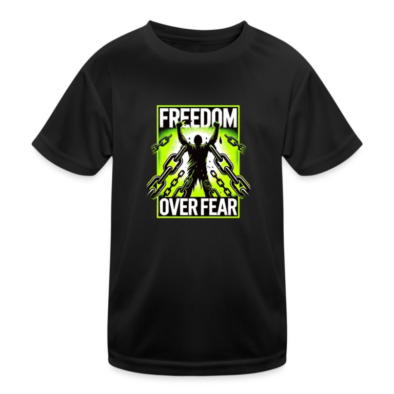 freedom-over-fear-kinder-funktions-t-shirt-schwarz