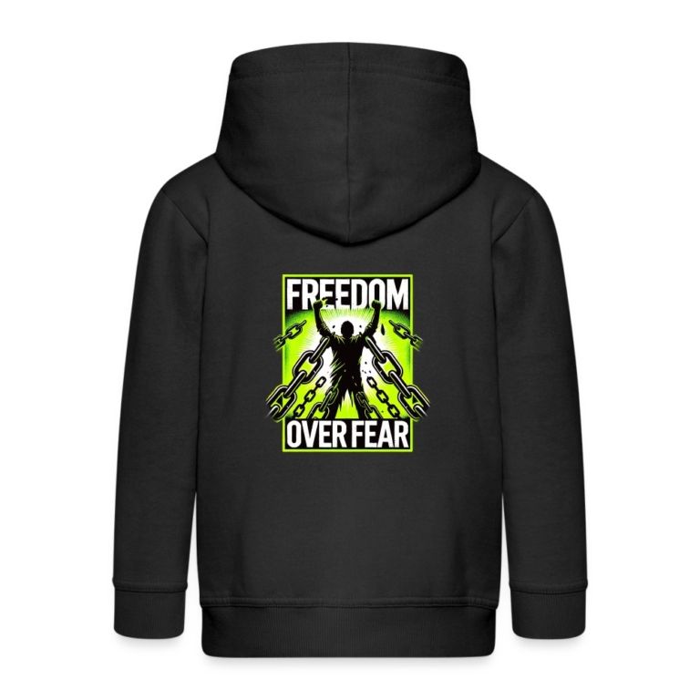 freedom-over-fear-kinder-premium-kapuzenjacke-schwarz