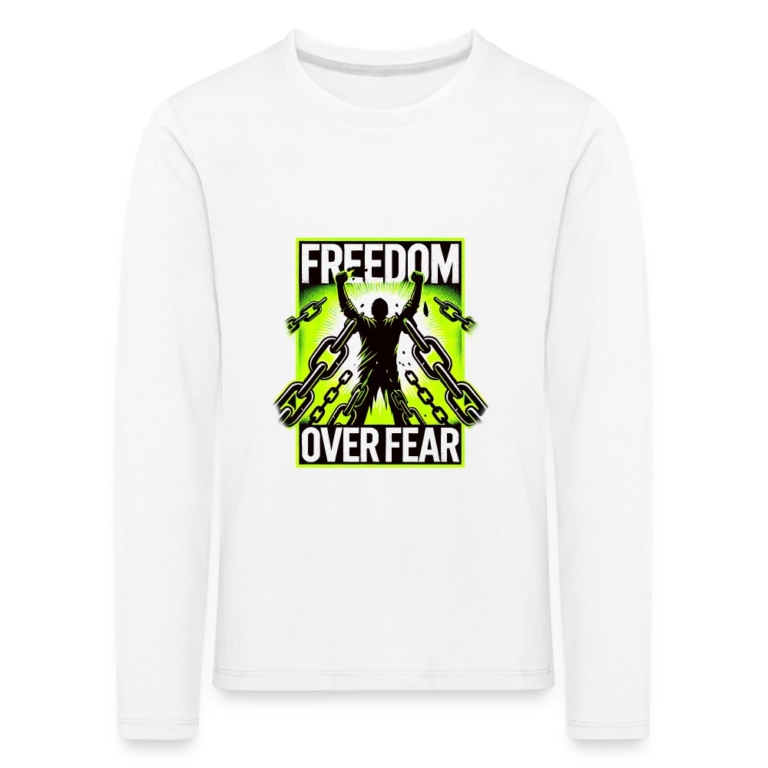 freedom-over-fear-kinder-premium-langarmshirt-weiss