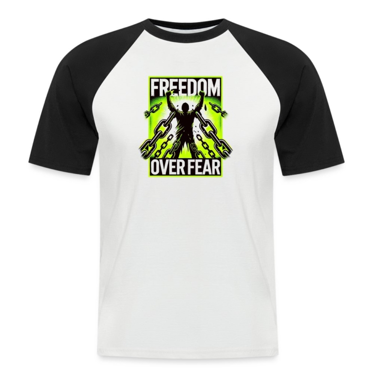 freedom-over-fear-maenner-baseball-t-shirt-weiss-schwarz