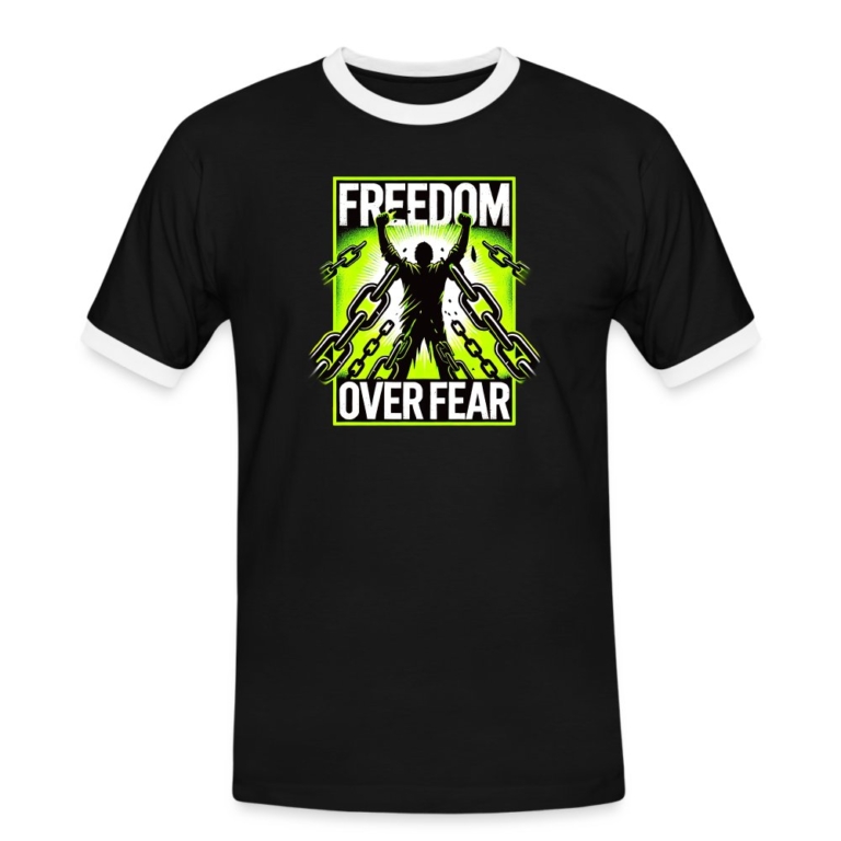 freedom-over-fear-maenner-kontrast-t-shirt-schwarz-weiss