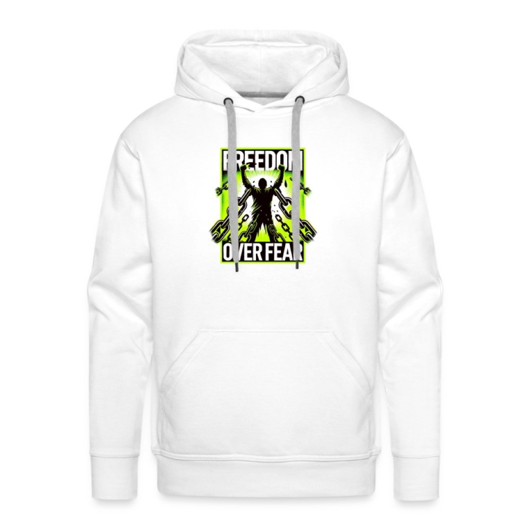 freedom-over-fear-maenner-premium-hoodie-weiss