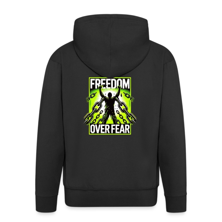 freedom-over-fear-maenner-premium-kapuzenjacke-schwarz