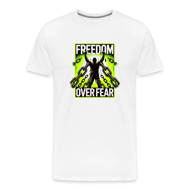 freedom-over-fear-maenner-premium-t-shirt-weiss