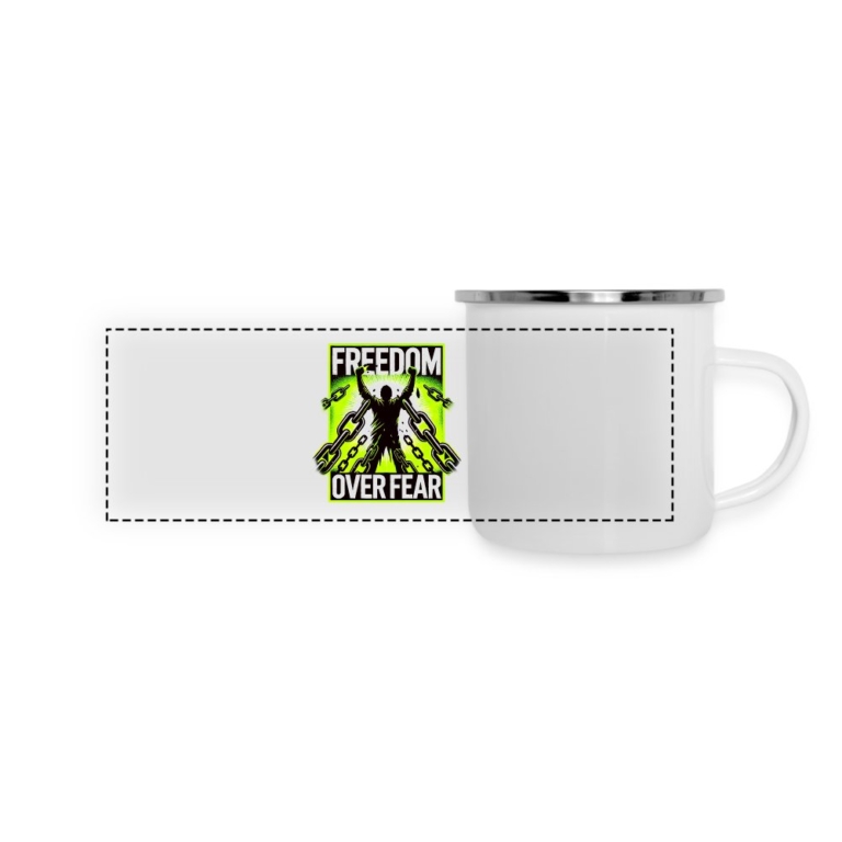 freedom-over-fear-panorama-emaille-tasse-weiss