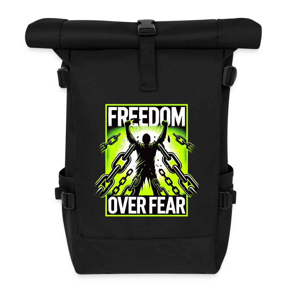 Freedom Over Fear - Rolltop Rucksack Schwarz