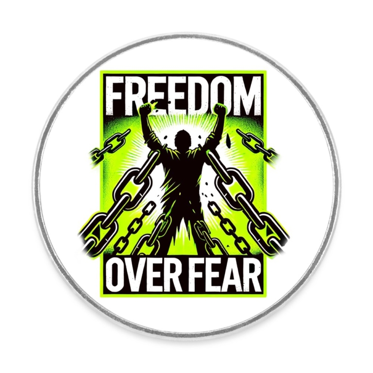 freedom-over-fear-runder-kuehlschrankmagnet-weiss