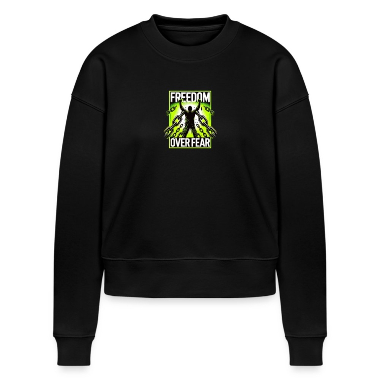 freedom-over-fear-stanleystella-cropped-frauen-bio-sweatshirt-cropster-schwarz
