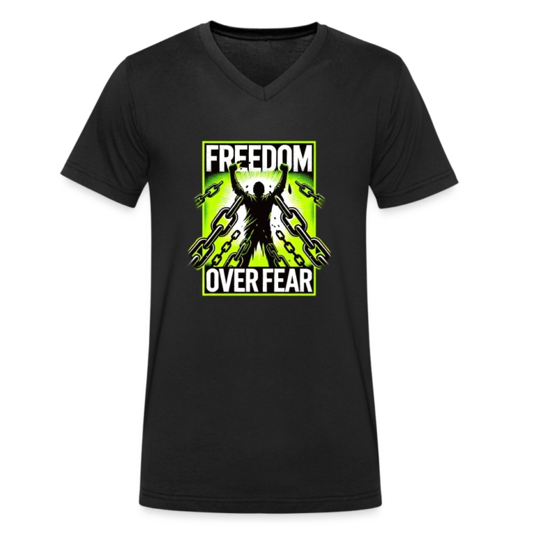 freedom-over-fear-stanleystella-maenner-bio-t-shirt-mit-v-ausschnitt-schwarz