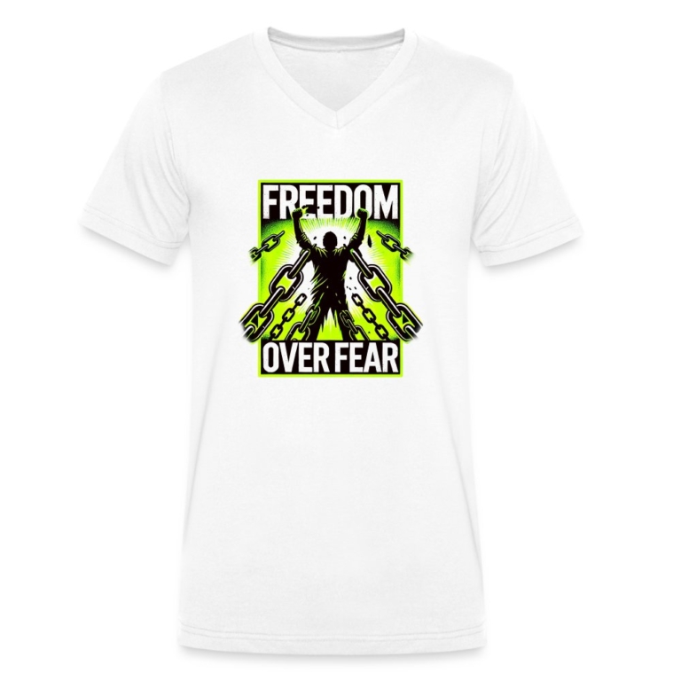 freedom-over-fear-stanleystella-maenner-bio-t-shirt-mit-v-ausschnitt-weiss
