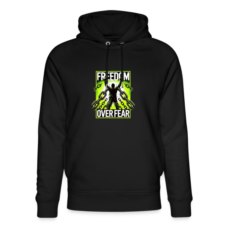 freedom-over-fear-stanleystella-unisex-bio-hoodie-schwarz