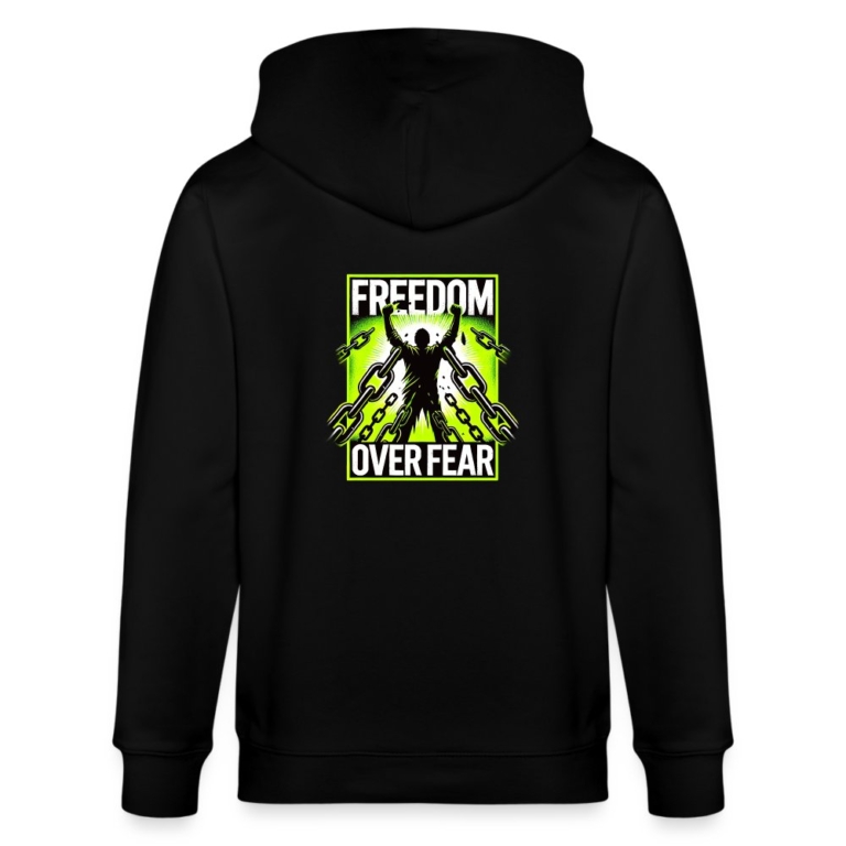 freedom-over-fear-stanleystella-unisex-bio-kapuzenjacke-cultivator-schwarz