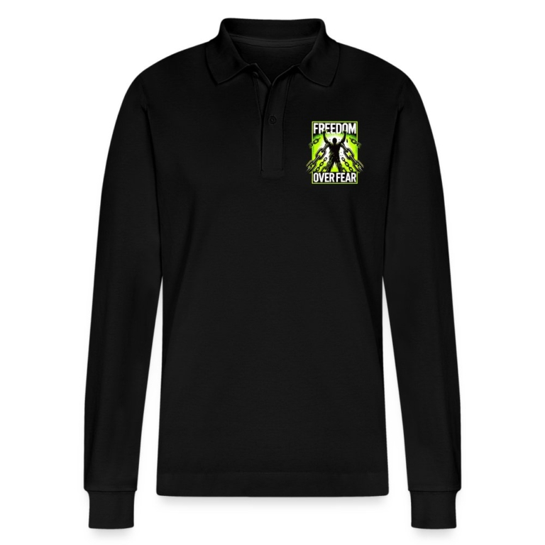 freedom-over-fear-stanleystella-unisex-bio-langarm-poloshirt-prepster-schwarz