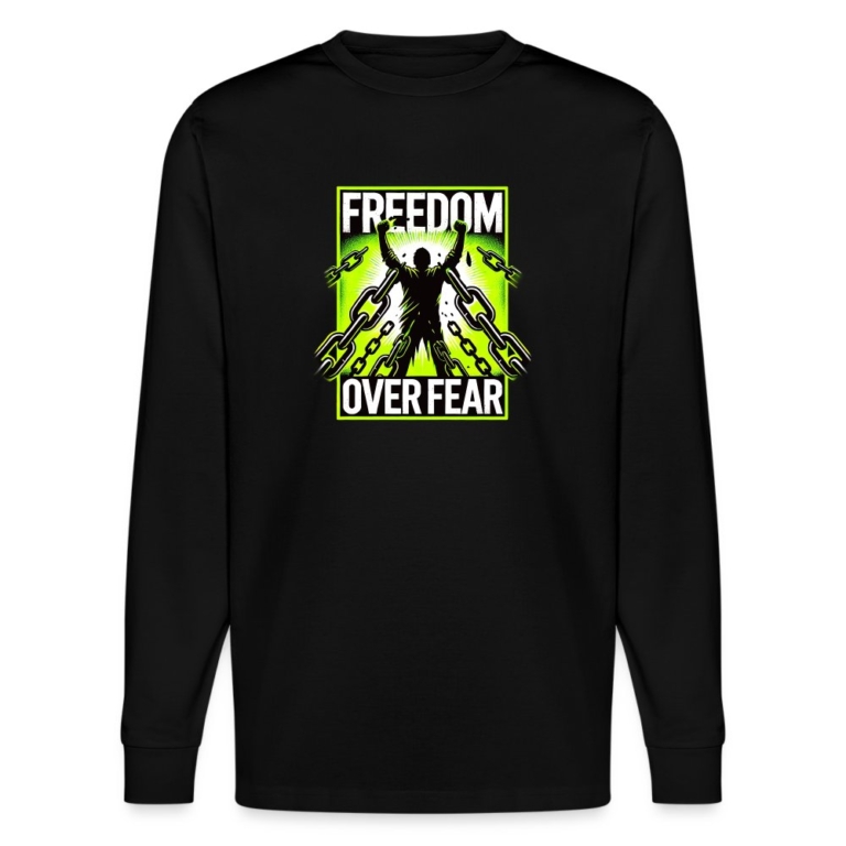 freedom-over-fear-stanleystella-unisex-bio-langarmshirt-shifts-dry-schwarz