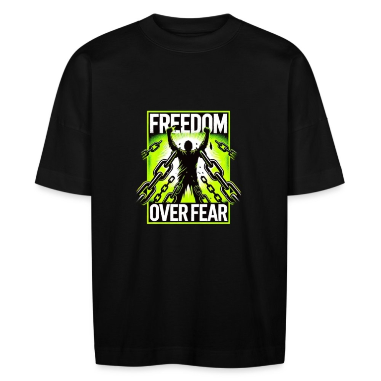 freedom-over-fear-stanleystella-unisex-oversize-bio-t-shirt-blaster-schwarz