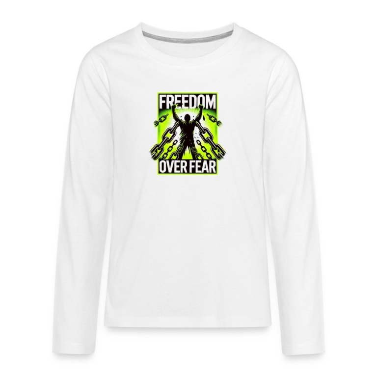 freedom-over-fear-teenager-premium-langarmshirt-weiss