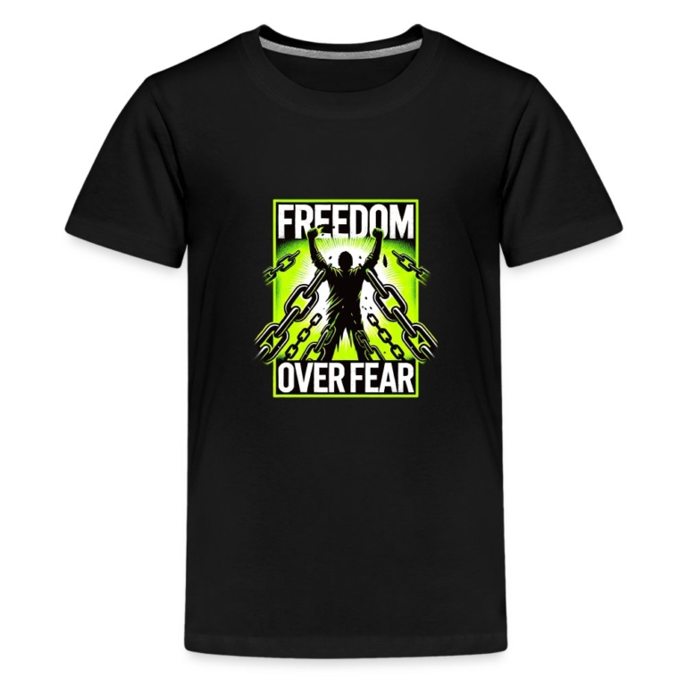 freedom-over-fear-teenager-premium-t-shirt-schwarz