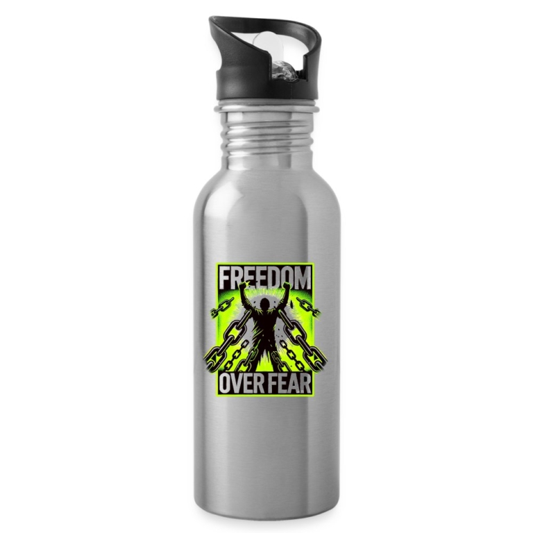 freedom-over-fear-trinkflasche-mit-integriertem-trinkhalm-lightsilver
