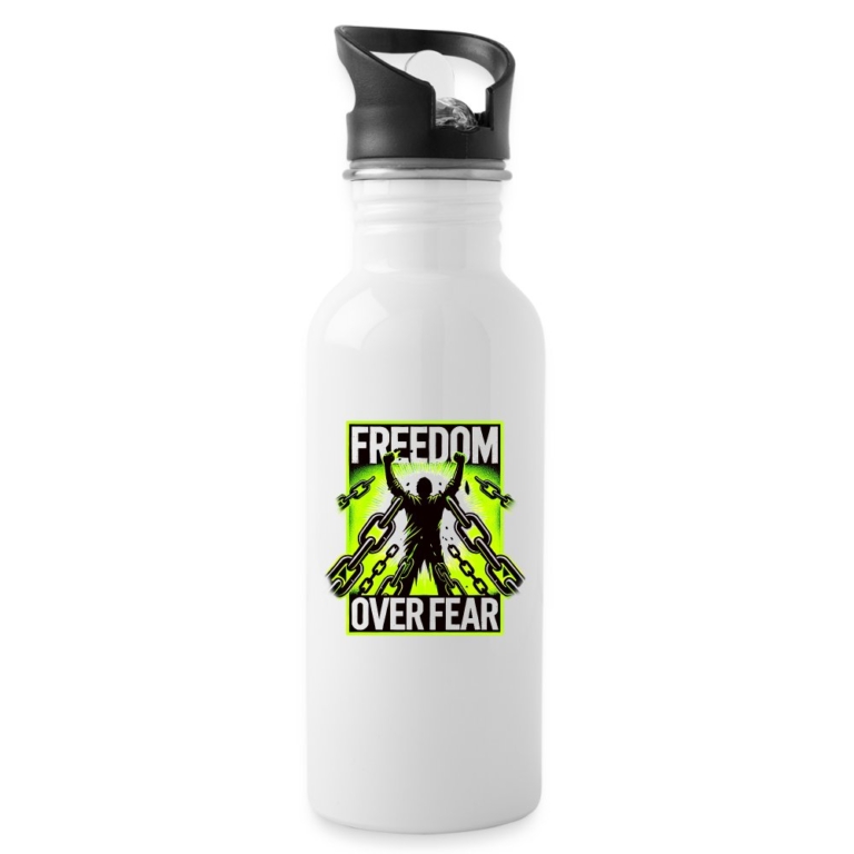 freedom-over-fear-trinkflasche-mit-integriertem-trinkhalm-weiss