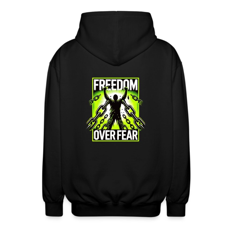 freedom-over-fear-unisex-kapuzenjacke-schwarz