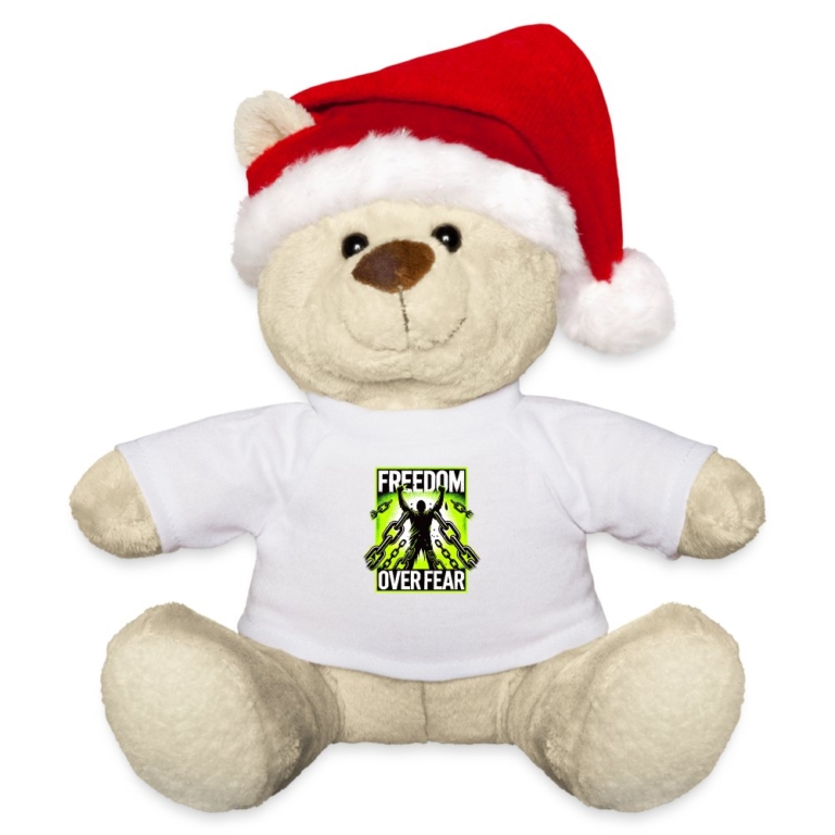 freedom-over-fear-weihnachtsteddy-weiss