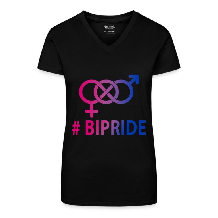 hashtag-bipride-glyphen-bio-frauen-t-shirt-mit-v-ausschnitt-schwarz