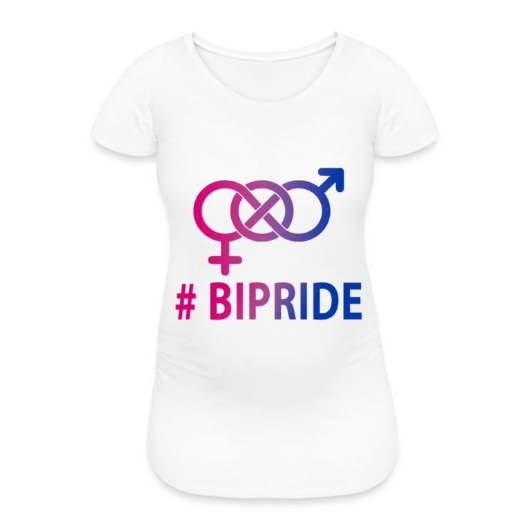hashtag-bipride-glyphen-frauen-schwangerschafts-t-shirt-weiss